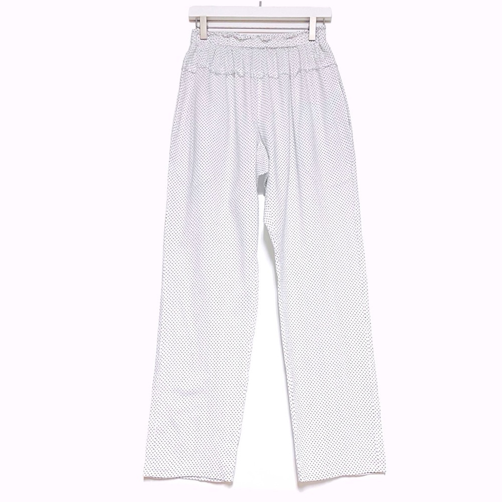 Free People Moon Shadow Pajama Lounge Pant White Slouchy Crinkle Polka Dot Small